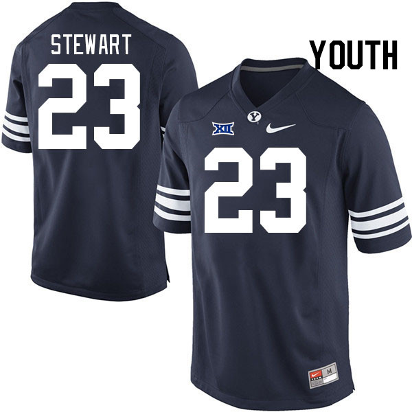 Youth #23 Darrien Stewart BYU Cougars College Football Jerseys Stitched Sale-Navy